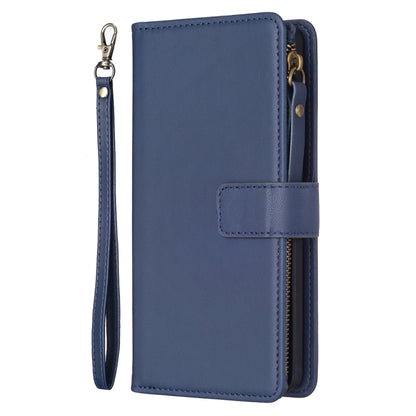 For Xiaomi Redmi Note 12 Pro 9 Card Slots Zipper Wallet Leather Flip Phone Case(Blue) - Note 12 Pro Cases by buy2fix | Online Shopping UK | buy2fix