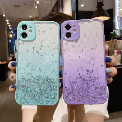 For iPhone 14 Starry Gradient Glitter Powder TPU Phone Case(Purple) - iPhone 14 Cases by buy2fix | Online Shopping UK | buy2fix