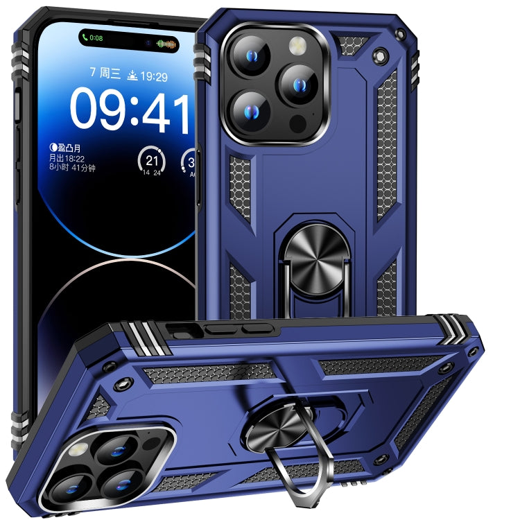 For iPhone 15 Pro Shockproof TPU + PC Phone Case with Holder(Blue) - iPhone 15 Pro Cases by buy2fix | Online Shopping UK | buy2fix