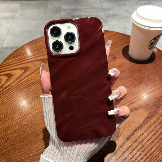 For iPhone 14 Pro Solid Color Wave Texture TPU Phone Case(Wine Red) - iPhone 14 Pro Cases by buy2fix | Online Shopping UK | buy2fix