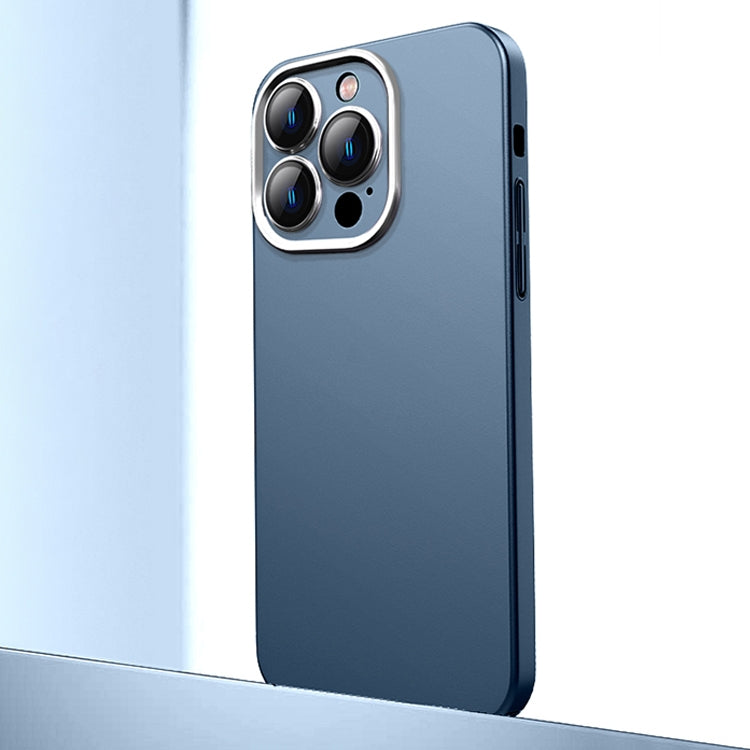 For iPhone 14 Pro Frosted Metal Material Phone Case with Lens Protection(Dark Blue) - iPhone 14 Pro Cases by buy2fix | Online Shopping UK | buy2fix
