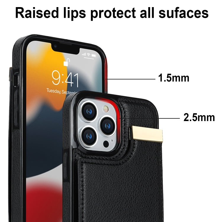 For iPhone 12 / 12 Pro Metal Buckle Card Slots Phone Case(Black) - iPhone 12 / 12 Pro Cases by buy2fix | Online Shopping UK | buy2fix