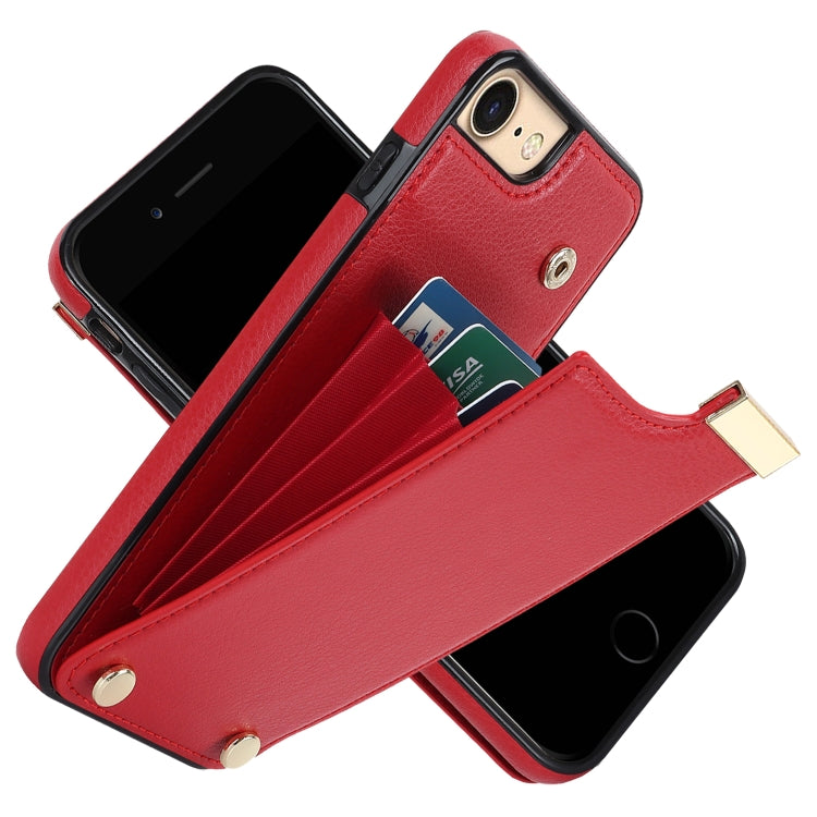 For iPhone SE 2022 / 2020 / 8 / 7 Metal Buckle Card Slots Phone Case(Red) - iPhone SE 2022 / 2020 / 8 / 7 Cases by buy2fix | Online Shopping UK | buy2fix