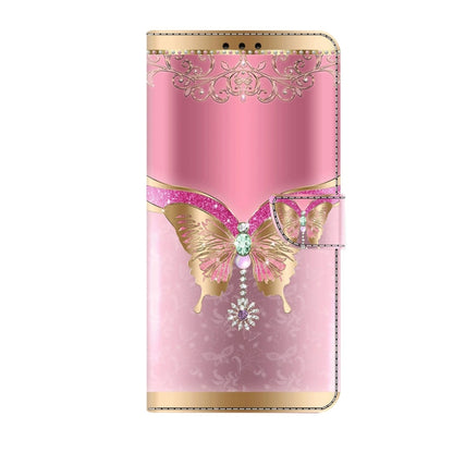 For Xiaomi Redmi 10C Crystal 3D Shockproof Protective Leather Phone Case(Pink Bottom Butterfly) - Xiaomi Cases by buy2fix | Online Shopping UK | buy2fix