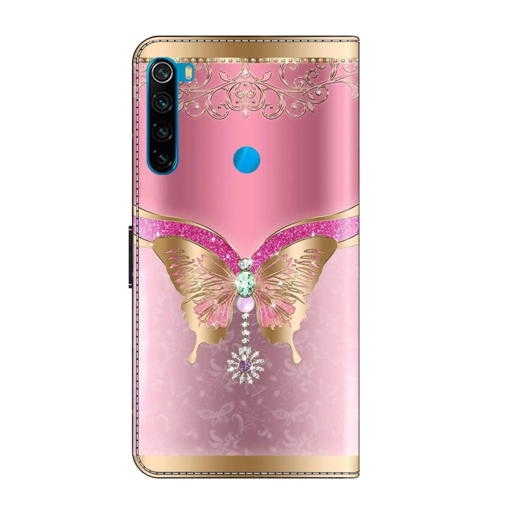 For Xiaomi Redmi Note 8 Crystal 3D Shockproof Protective Leather Phone Case(Pink Bottom Butterfly) - Xiaomi Cases by buy2fix | Online Shopping UK | buy2fix