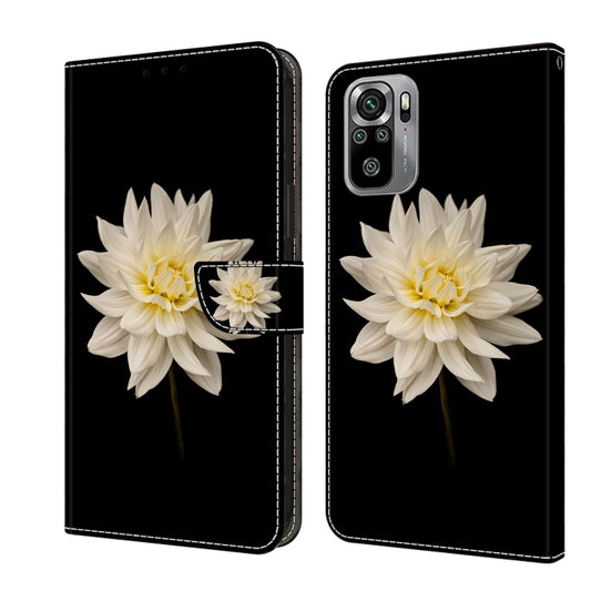 For Xiaomi Redmi Note 10 4G Crystal 3D Shockproof Protective Leather Phone Case(White Flower) - Xiaomi Cases by buy2fix | Online Shopping UK | buy2fix