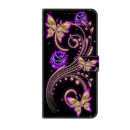 For Xiaomi Redmi 11A 4G / Redmi 12C Global Crystal 3D Shockproof Protective Leather Phone Case(Purple Flower Butterfly) - Xiaomi Cases by buy2fix | Online Shopping UK | buy2fix