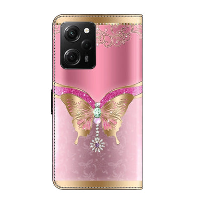 For Xiaomi Redmi Note 12 Pro Global Crystal 3D Shockproof Protective Leather Phone Case(Pink Bottom Butterfly) - Xiaomi Cases by buy2fix | Online Shopping UK | buy2fix