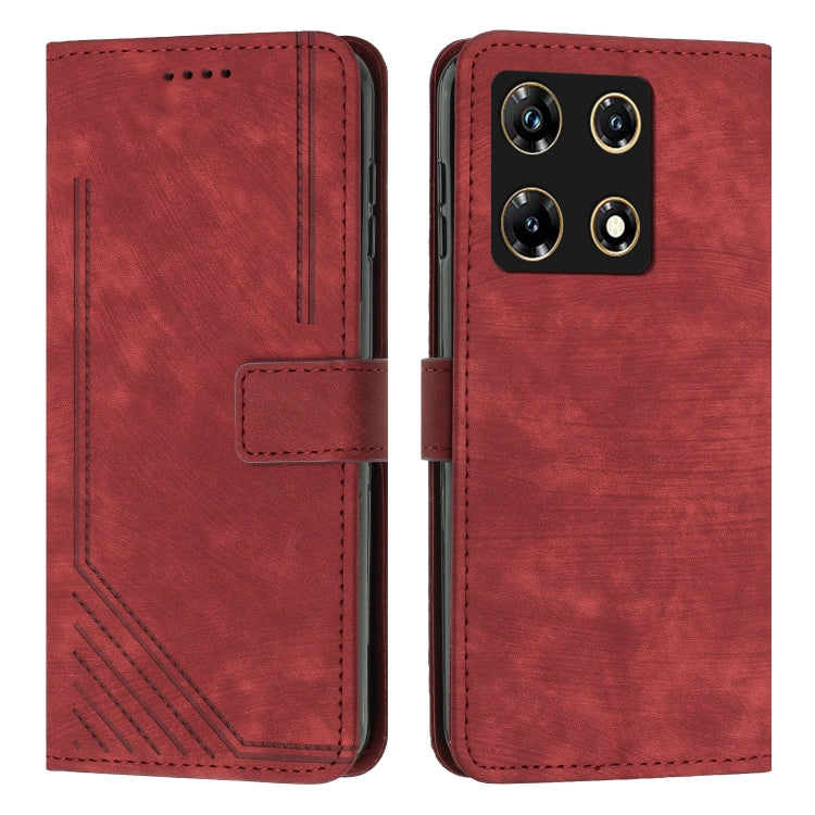 For Infinix Note 30 Pro Skin Feel Stripe Pattern Leather Phone Case with Lanyard(Red) - Infinix Cases by buy2fix | Online Shopping UK | buy2fix