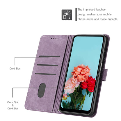 For Infinix Note 30 Pro Skin Feel Stripe Pattern Leather Phone Case with Lanyard(Purple) - Infinix Cases by buy2fix | Online Shopping UK | buy2fix