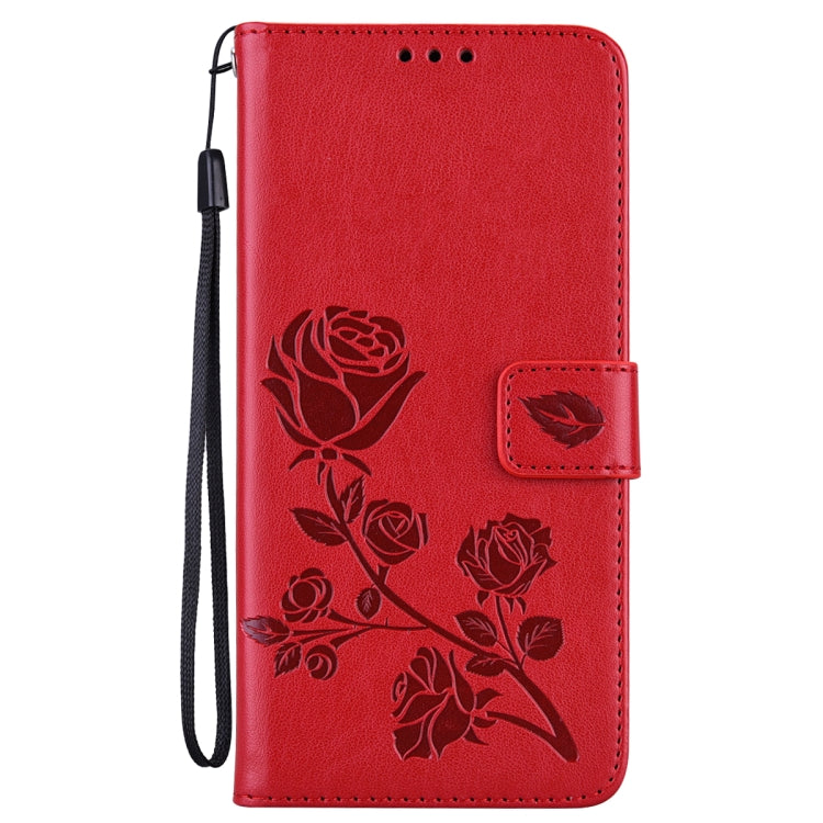 For Samsung Galaxy A14 4G / 5G Rose Embossed Flip PU Leather Phone Case(Red) - Galaxy Phone Cases by buy2fix | Online Shopping UK | buy2fix