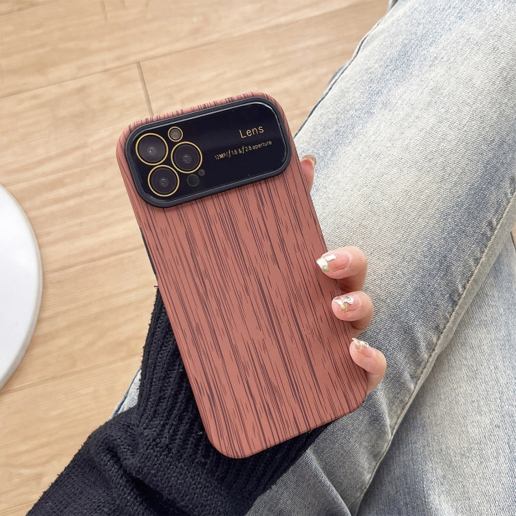 For iPhone 13 Pro Wood Grain TPU Phone Case with Lens Film(Brown) - iPhone 13 Pro Cases by buy2fix | Online Shopping UK | buy2fix