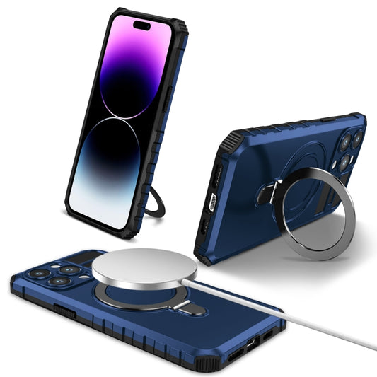 For iPhone 15 Pro MagSafe Magnetic Holder Phone Case(Blue) - iPhone 15 Pro Cases by buy2fix | Online Shopping UK | buy2fix