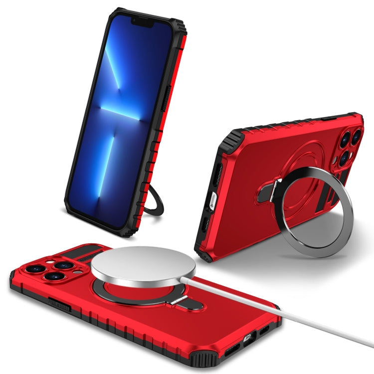 For iPhone 13 Pro Max MagSafe Magnetic Holder Phone Case(Red) - iPhone 13 Pro Max Cases by buy2fix | Online Shopping UK | buy2fix