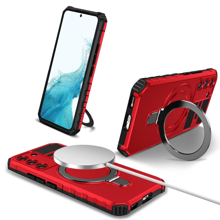 For Samsung Galaxy S22+ 5G MagSafe Magnetic Holder Phone Case(Red) - Galaxy S22+ 5G Cases by buy2fix | Online Shopping UK | buy2fix