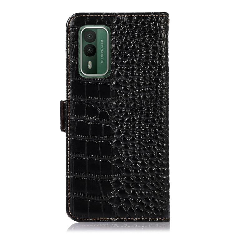 For Nokia XR21 Crocodile Top Layer Cowhide Leather Phone Case(Black) - Nokia Cases by buy2fix | Online Shopping UK | buy2fix