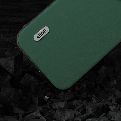 For iPhone 15 Plus ABEEL Genuine Leather Silky Soft Black Edge Phone Case(Green) - iPhone 15 Plus Cases by buy2fix | Online Shopping UK | buy2fix