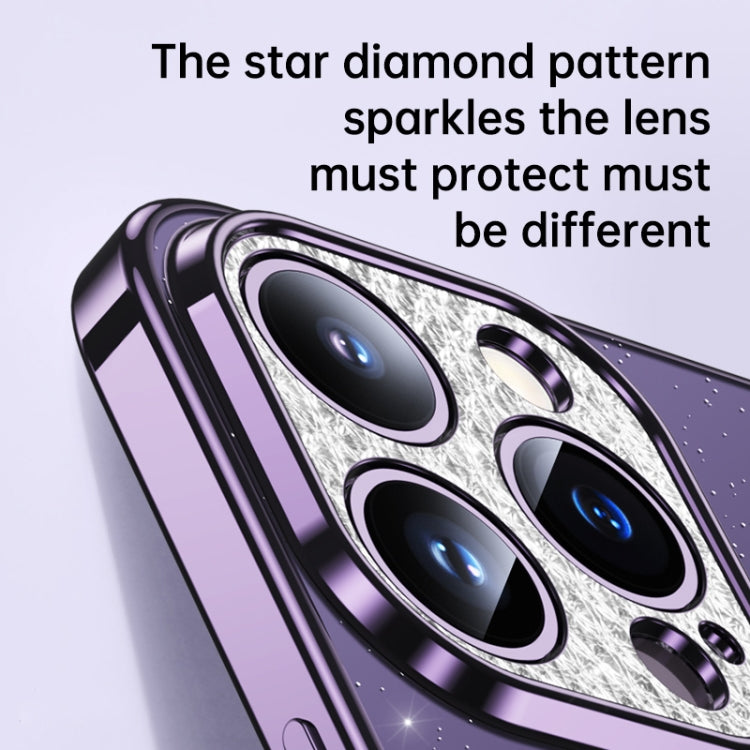 For iPhone 13 Pro Max SULADA Electroplated Transparent Glittery TPU Phone Case(Purple) - iPhone 13 Pro Max Cases by SULADA | Online Shopping UK | buy2fix