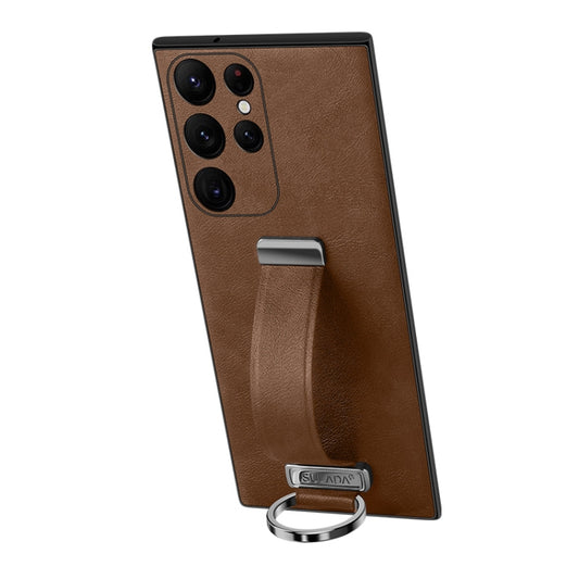 For Samsung Galaxy S23 Ultra 5G SULADA PC + Leather Texture Skin Feel Shockproof Phone Case(Brown) - Galaxy S23 Ultra 5G Cases by SULADA | Online Shopping UK | buy2fix