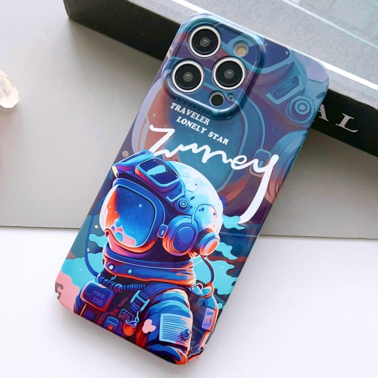 For iPhone 14 Pro Painted Pattern Precise Hole PC Phone Case(Blue Paint Astronaut) - iPhone 14 Pro Cases by buy2fix | Online Shopping UK | buy2fix