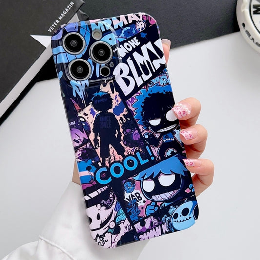 For iPhone 12 Pro Max Painted Pattern Precise Hole PC Phone Case(Purple Comics) - iPhone 12 Pro Max Cases by buy2fix | Online Shopping UK | buy2fix