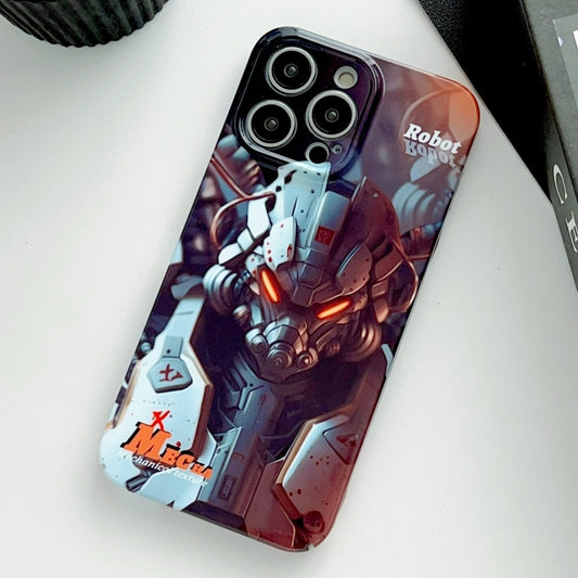 For iPhone 12 Pro Painted Pattern Precise Hole PC Phone Case(Orange Robot) - iPhone 12 / 12 Pro Cases by buy2fix | Online Shopping UK | buy2fix