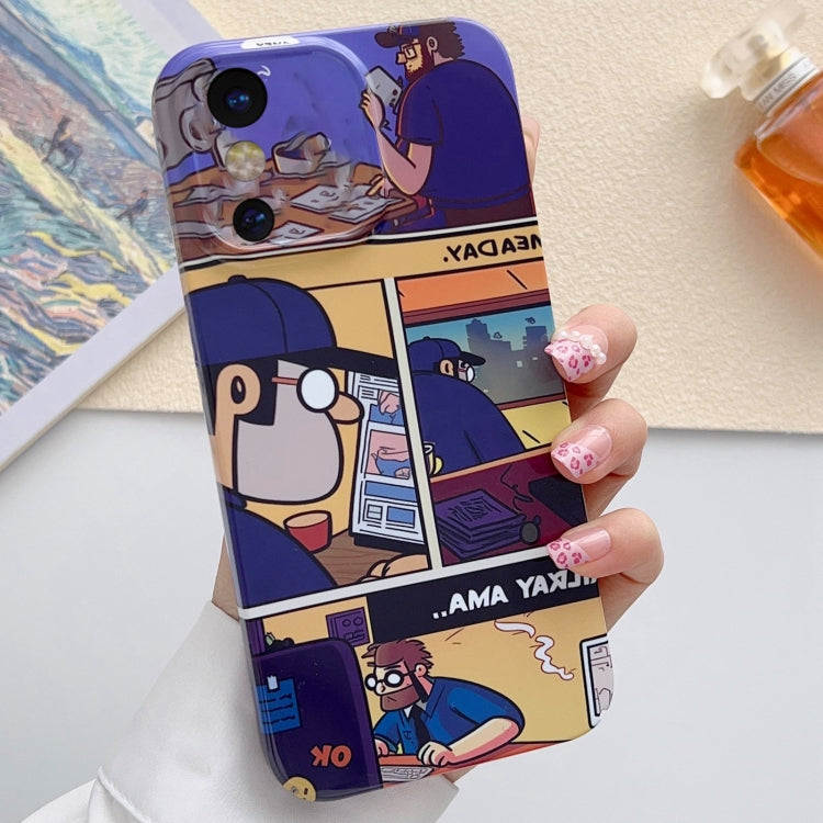 For iPhone X / XS Painted Pattern Precise Hole PC Phone Case(Working Comics) - More iPhone Cases by buy2fix | Online Shopping UK | buy2fix