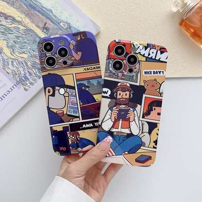 For iPhone X / XS Painted Pattern Precise Hole PC Phone Case(Purple Comics) - More iPhone Cases by buy2fix | Online Shopping UK | buy2fix