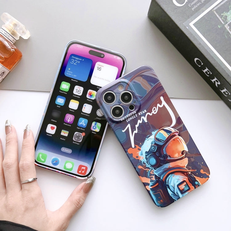 For iPhone XR Painted Pattern Precise Hole PC Phone Case(Orange Astronaut) - More iPhone Cases by buy2fix | Online Shopping UK | buy2fix