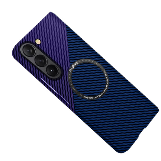 For Samsung Galaxy Z Fold5 Carbon Fiber Texture MagSafe Magnetic Phone Case(Blue Purple) - Galaxy Z Fold5 Cases by buy2fix | Online Shopping UK | buy2fix