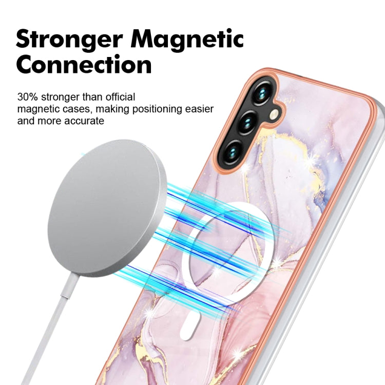 For Samsung Galaxy A34 5G Marble Pattern Dual-side IMD Magsafe TPU Phone Case(Rose Gold 005) - Galaxy Phone Cases by buy2fix | Online Shopping UK | buy2fix