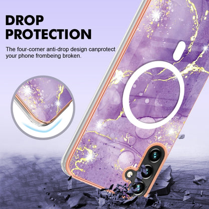 For Samsung Galaxy A54 5G Marble Pattern Dual-side IMD Magsafe TPU Phone Case(Purple 002) - Galaxy Phone Cases by buy2fix | Online Shopping UK | buy2fix