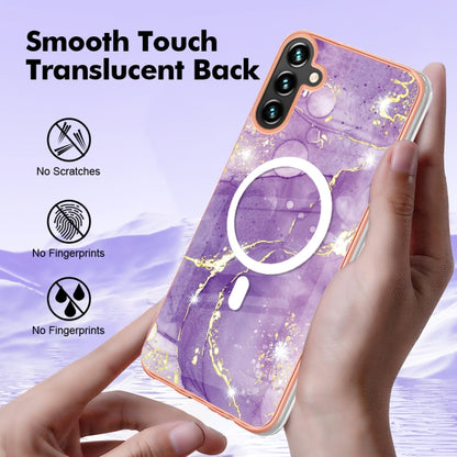 For Samsung Galaxy A54 5G Marble Pattern Dual-side IMD Magsafe TPU Phone Case(Purple 002) - Galaxy Phone Cases by buy2fix | Online Shopping UK | buy2fix