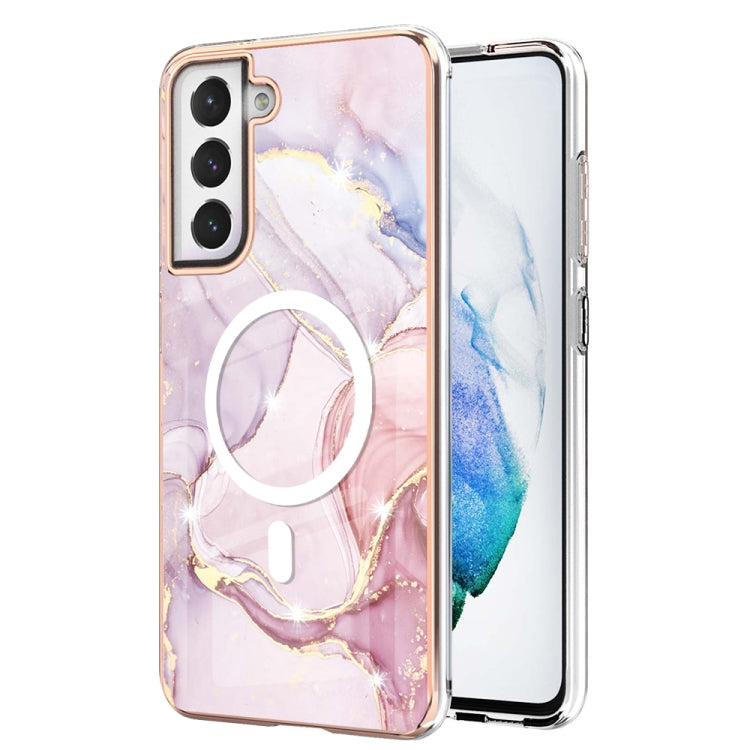 For Samsung Galaxy S21 FE 5G Marble Pattern Dual-side IMD Magsafe TPU Phone Case(Rose Gold 005) - Galaxy Phone Cases by buy2fix | Online Shopping UK | buy2fix