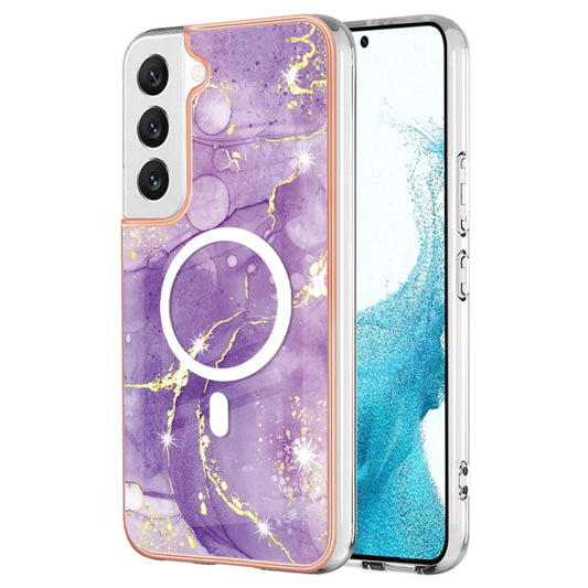 For Samsung Galaxy S23 5G Marble Pattern Dual-side IMD Magsafe TPU Phone Case(Purple 002) - Galaxy S23 5G Cases by buy2fix | Online Shopping UK | buy2fix