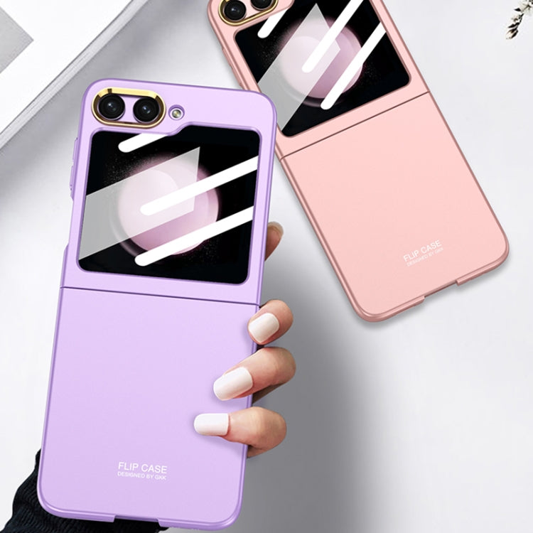 For Samsung Galaxy Z Flip5 GKK Integrated Ultra-thin Electroplating Lens Frame Phone Case(Pink) - Galaxy Z Flip5 Cases by GKK | Online Shopping UK | buy2fix