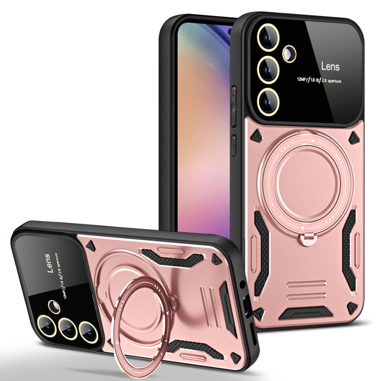 For Samsung Galaxy A54 5G Large Window MagSafe Holder Phone Case(Rose Gold) - Galaxy Phone Cases by buy2fix | Online Shopping UK | buy2fix