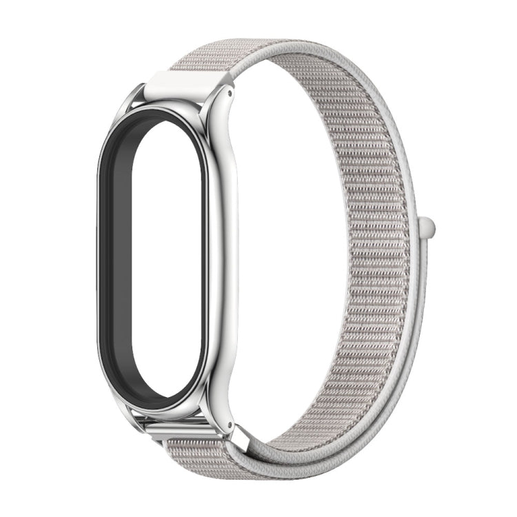 For Xiaomi Mi Band 8 Mijobs Plus Case Breathable Nylon Loop Watch Band(Sea Shell Silver) - Watch Bands by MIJOBS | Online Shopping UK | buy2fix