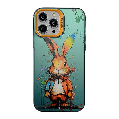 For iPhone 15 Pro Max Cute Animal Pattern Series PC + TPU Phone Case(Rabbit) - iPhone 15 Pro Max Cases by buy2fix | Online Shopping UK | buy2fix