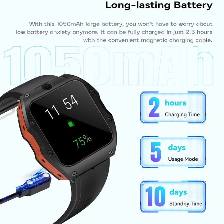 Model X 1.99 inch IP68 Waterproof Android 9.0 4G Dual Cameras Matte Smart Watch, Specification:4GB+128GB(Black) - Android Watch by buy2fix | Online Shopping UK | buy2fix