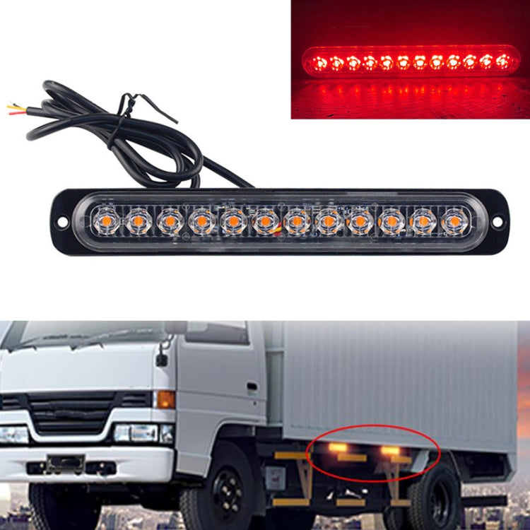 DC12V-24V / 36W Car Truck Emergency Strobe Flash Warning Light 12LEDs Long Ultra-thin Side Lights(Red) - In Car by buy2fix | Online Shopping UK | buy2fix