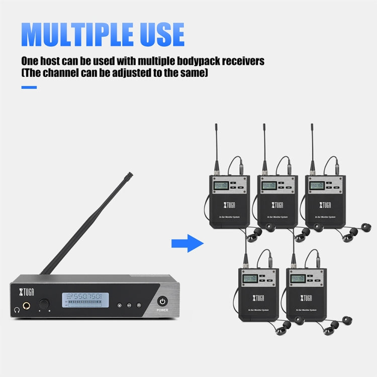 XTUGA  IEM1100 Professional Wireless In Ear Monitor System 1 BodyPacks(UK Plug) - Microphone by XTUGA | Online Shopping UK | buy2fix