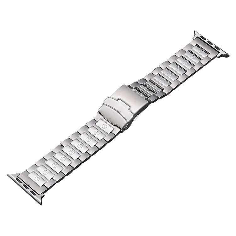 For Apple Watch Series 6 40mm Safety Buckle Titanium Steel Watch Band(Silver) - Watch Bands by buy2fix | Online Shopping UK | buy2fix