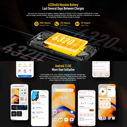 Ulefone Armor X13, 6GB+64GB, IP68/IP69K Rugged Phone, 6.52 inch Android 13 MediaTek Helio G36 Octa Core, Network: 4G, NFC, OTG(Some Orange) - Ulefone by Ulefone | Online Shopping UK | buy2fix