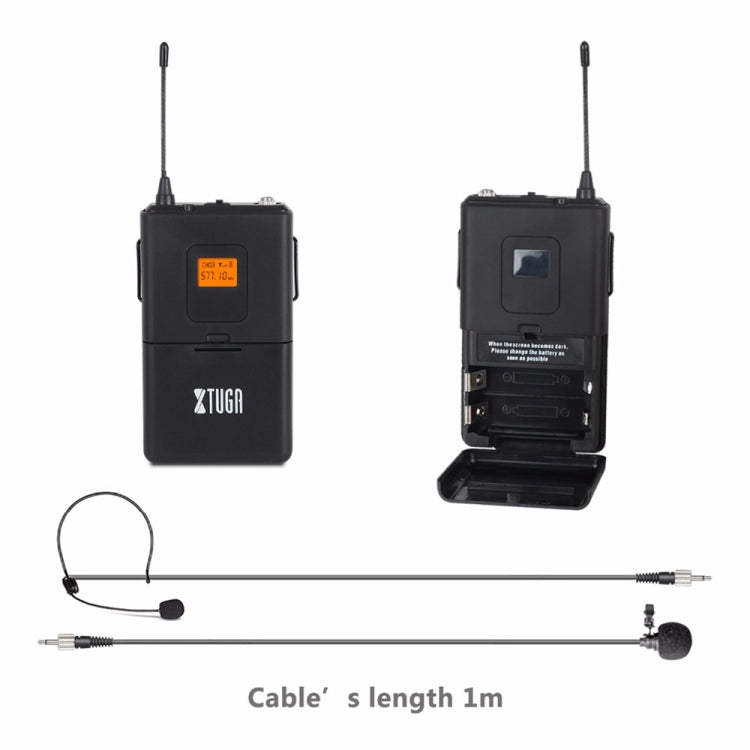 XTUGA A400-B Professional 4-Channel UHF Wireless Microphone System with 4 BodyPack Lavalier Headset Microphone(AU Plug) - Microphone by XTUGA | Online Shopping UK | buy2fix