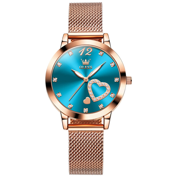 OLEVS 5189 Women Heart Shape Waterproof Quartz Watch(Blue) - Metal Strap Watches by OLEVS | Online Shopping UK | buy2fix