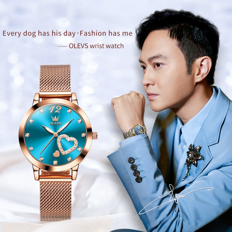 OLEVS 5189 Women Heart Shape Waterproof Quartz Watch(Blue) - Metal Strap Watches by OLEVS | Online Shopping UK | buy2fix