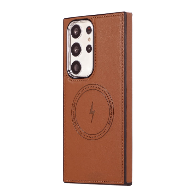 For Samsung Galaxy S23 Ultra 5G Side Leather Magsafe Phone Case(Brown) - Galaxy S23 Ultra 5G Cases by buy2fix | Online Shopping UK | buy2fix