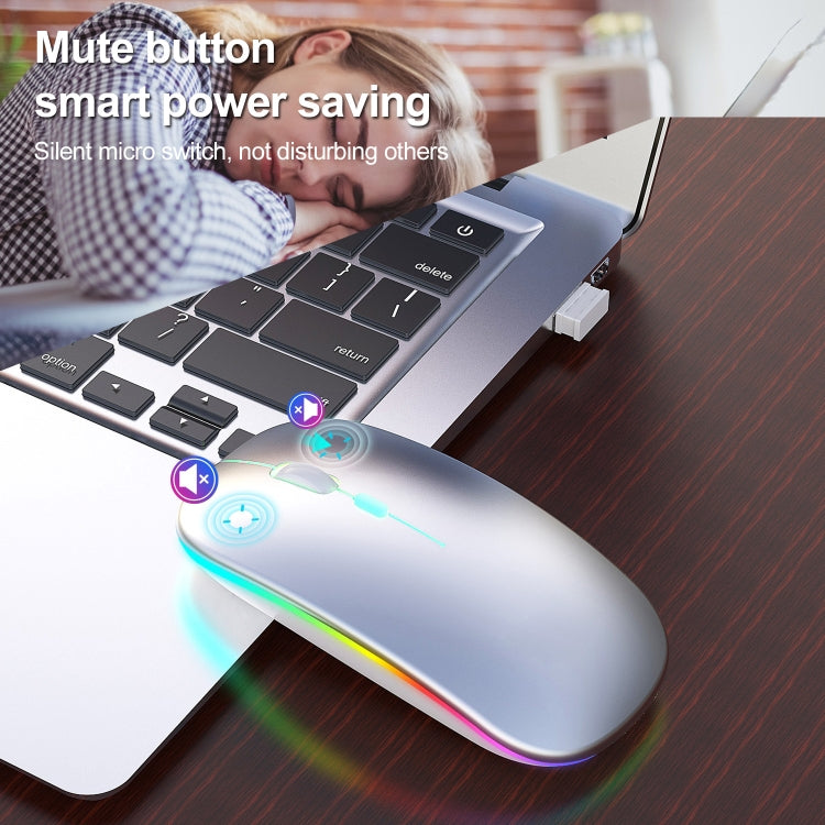 HXSJ M40 2.4GHZ 800,1200,1600dpi Third Gear Adjustment Colorful Wireless Mouse USB Rechargeable(Silver) - Wireless Mice by HXSJ | Online Shopping UK | buy2fix