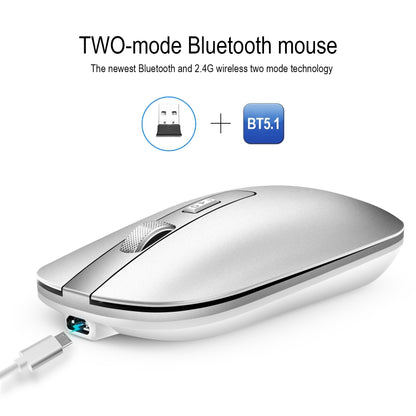 HXSJ M50 2.4GHZ 800,1200,1600dpi Three Gear Adjustment Dual-mode Wireless Mouse USB + Bluetooth 5.1 Rechargeable(Silver) -  by HXSJ | Online Shopping UK | buy2fix